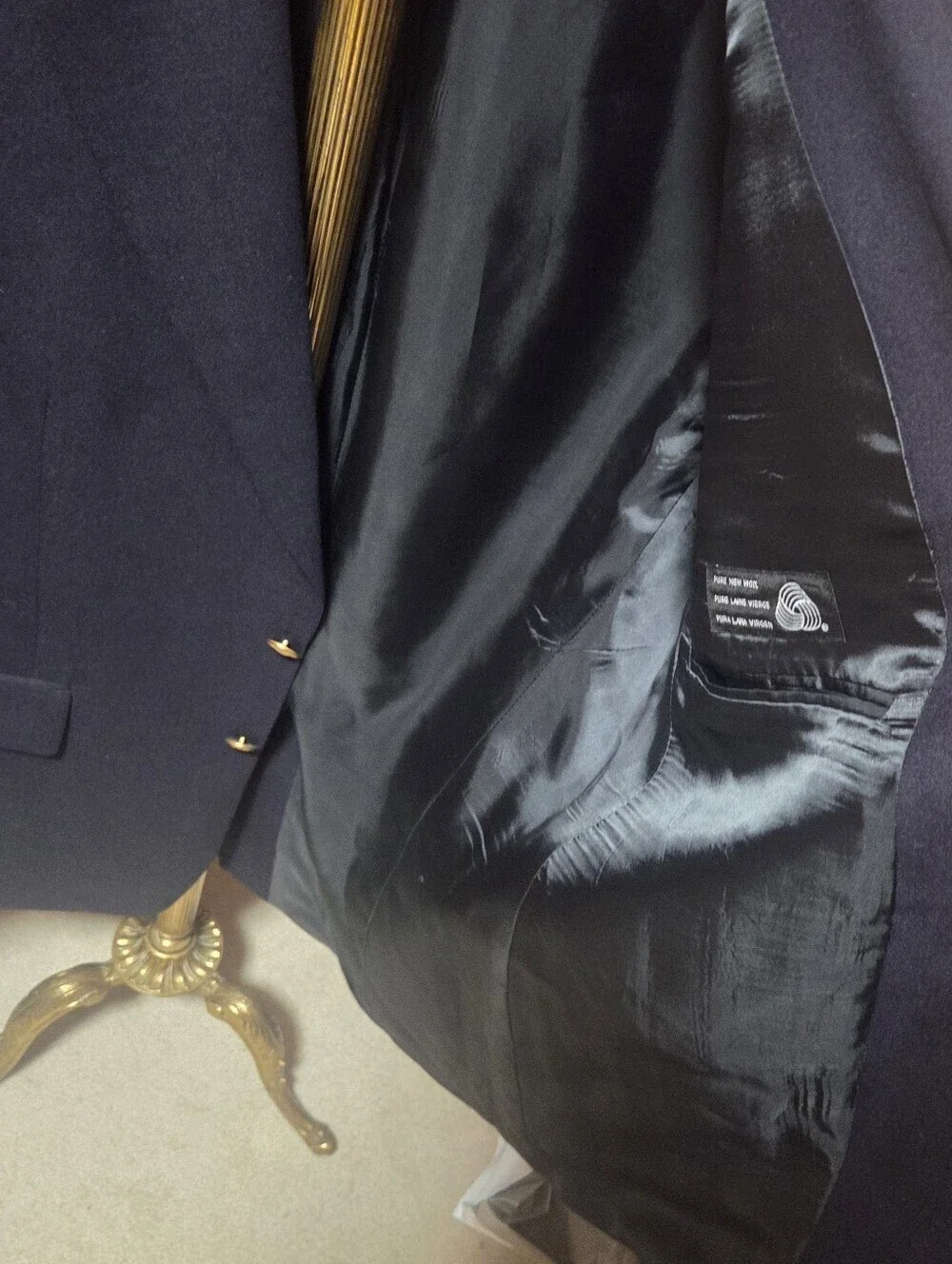 Vintage Polo University Club Navy Blue Wool Sportscoat Blazer Gold Buttons 44R